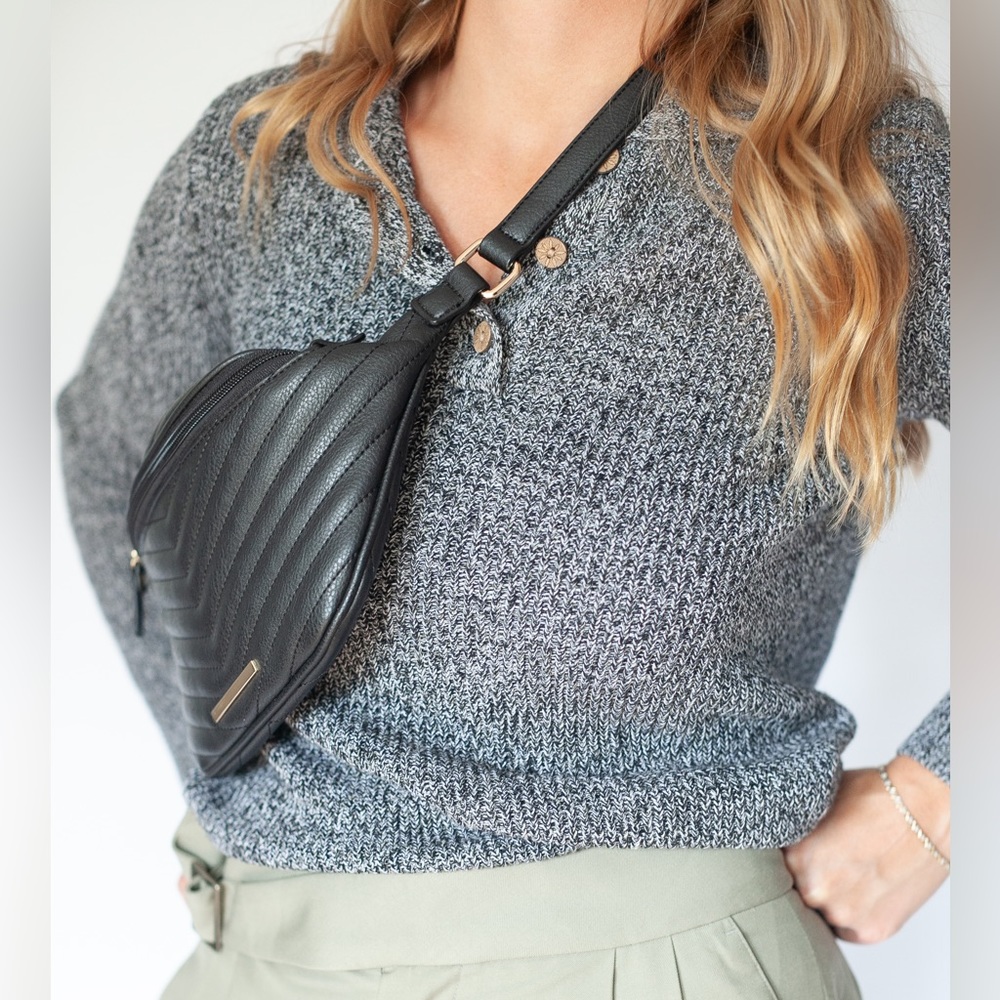 NWOT Norm Thompson Linen Blend sweater in heathered black and grey | size Medium